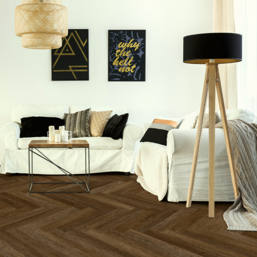 visgraat click pvc Castilo Oak 8151 in woonkamer